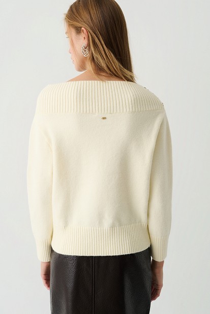 Off-shoulders sweater with embellished stones