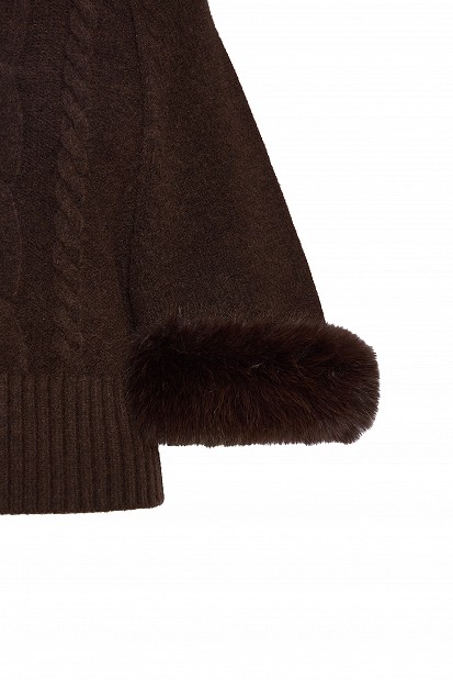 Turtleneck sweater with faux fur sleeves