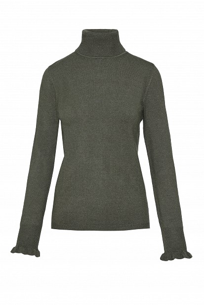 Basic turtleneck with ruffle sleeve details