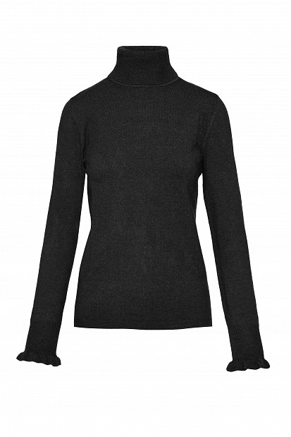 Basic turtleneck with ruffle sleeve details