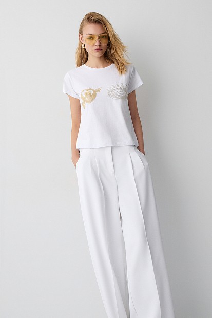 T-shirt with rhinestone embellishments