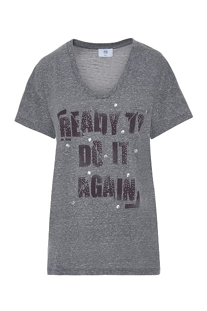 T-shirt με τύπωμα και διακοσμητικές λεπτομέρειες