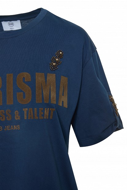 Tricou cu print și detalii decorative