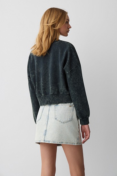 Sweatshirt with rhinestone embellishments