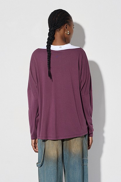 Oversized cotton long-sleeve blouse