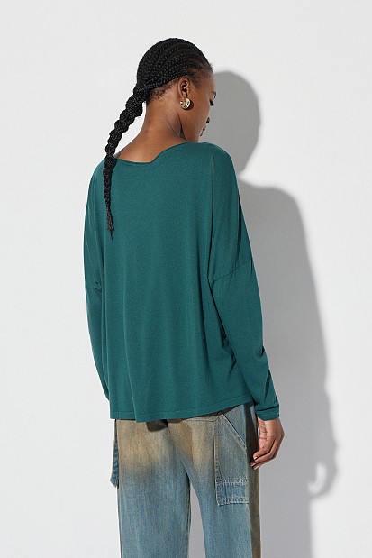 Oversized cotton long-sleeve blouse