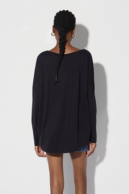 Oversized cotton long-sleeve blouse