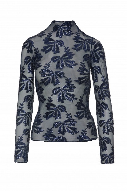 Sheer top with sequin embellishments