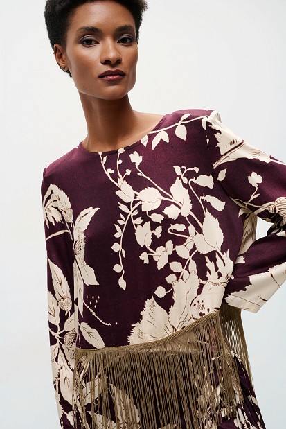 Floral blouse with fringe details
