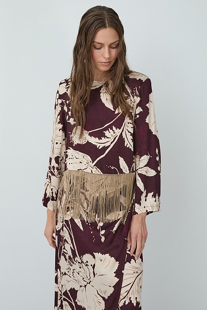 Floral blouse with fringe details