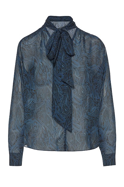 Printed blouse with scarf