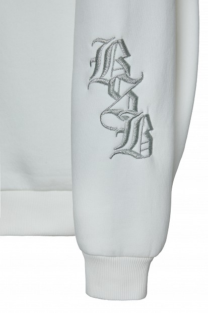 Hooded sweatshirt with rhinestone drawstrings