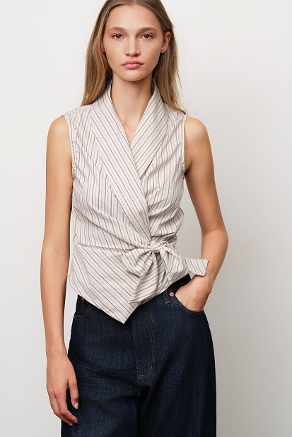 Striped wrap shirt