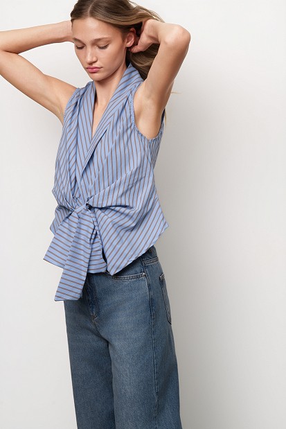 Striped wrap shirt