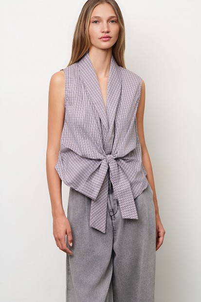 Striped wrap shirt