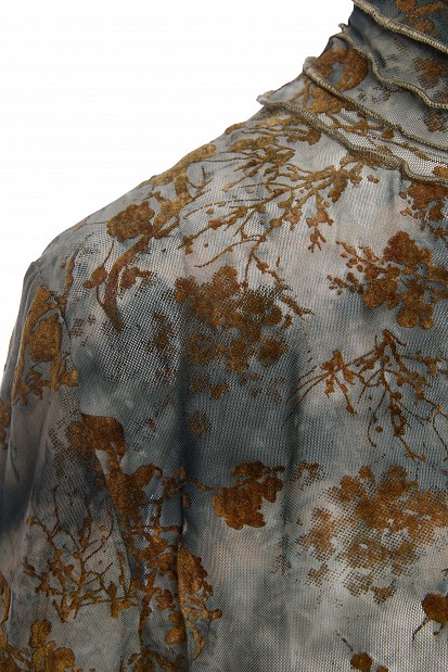 Sheer top with raised floral details