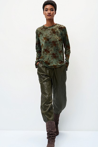 Sheer top with raised floral details