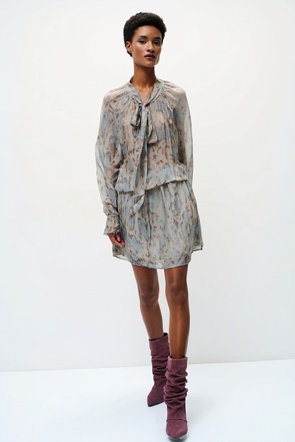 Mini animal print dress with a scarf detail