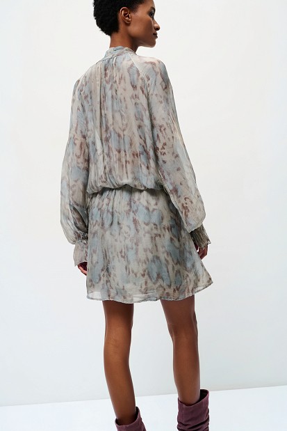Mini animal print dress with a scarf detail