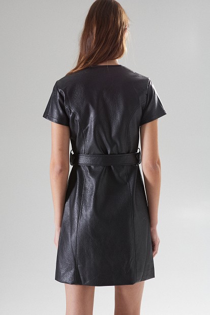 Leather-look mini dress
