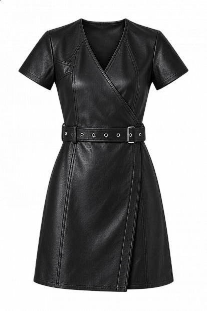 Leather-look mini dress