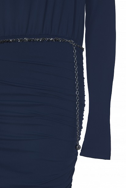 Mini turtleneck dress with ruching