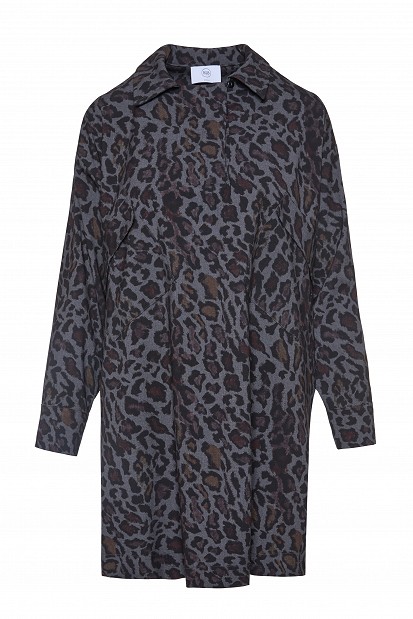Mini leopard print shirt dress