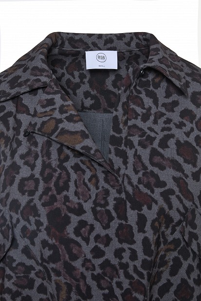 Mini leopard print shirt dress