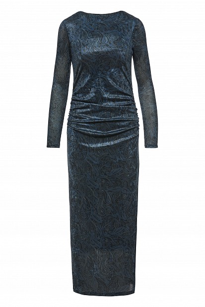 Rochie midi cu print și aspect catifelat