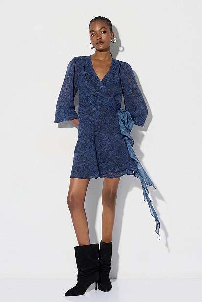 Mini printed wrap dress