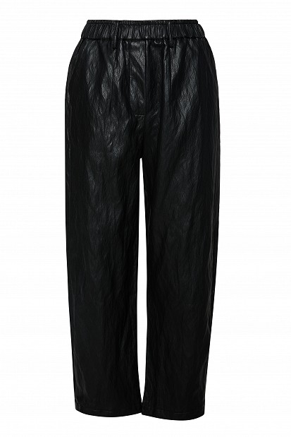Pantaloni Joy barrel cu aspect de piele