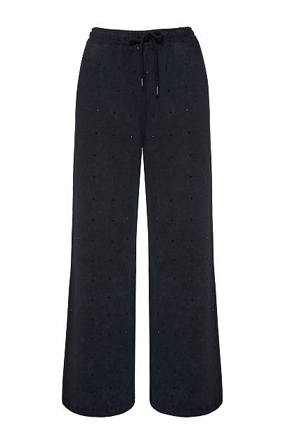 Sweatpants with rhinestone embellishments
