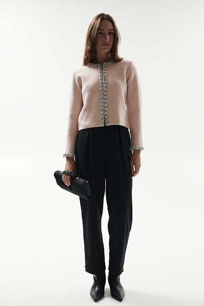 High-waisted pleated trousers