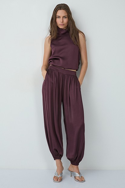 Satin balloon pants