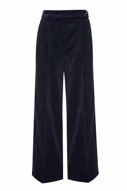 Pleated velvet-look trousers