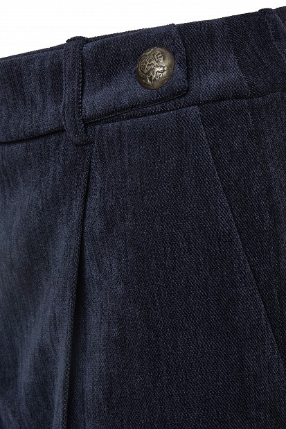 Pleated velvet-look trousers