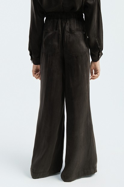 Suede wide-leg trousers