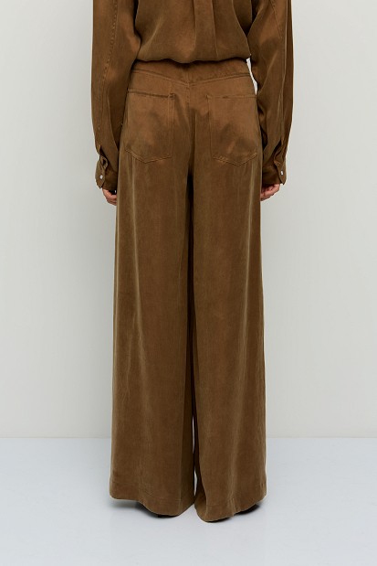 Suede wide-leg trousers