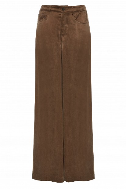 Suede wide-leg trousers