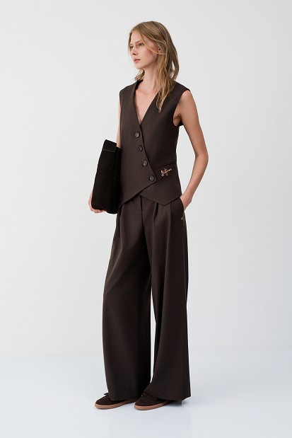 High-waisted striped wide-leg trousers
