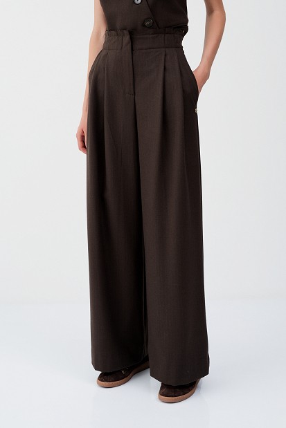 High-waisted striped wide-leg trousers