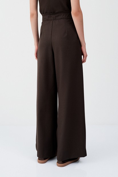High-waisted striped wide-leg trousers