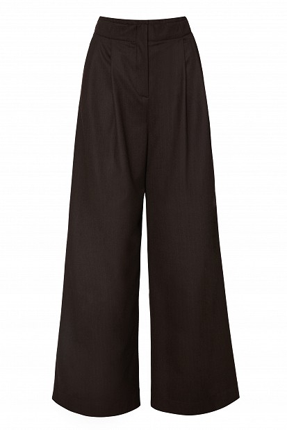 High-waisted striped wide-leg trousers