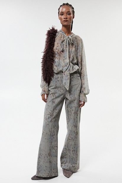 Erika wide-leg animal print jeans