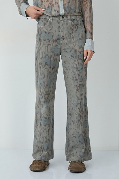 Erika wide-leg animal print jeans