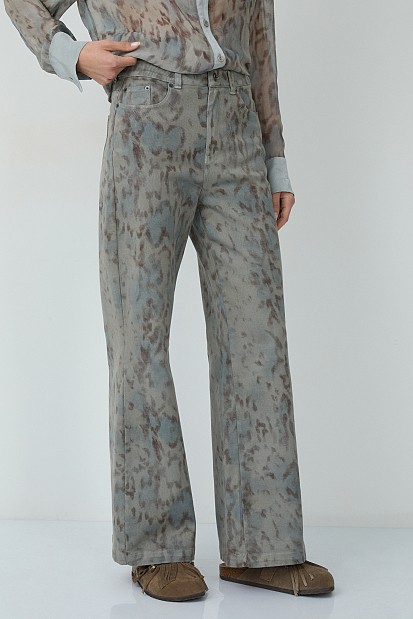 Erika wide-leg animal print jeans