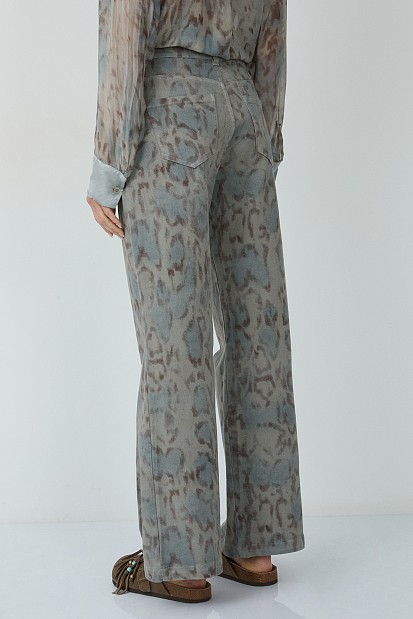 Erika wide-leg animal print jeans