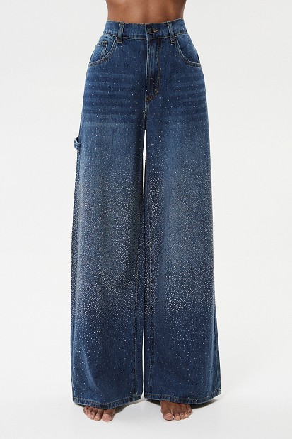 Lexa wide leg jeans with rhinestones