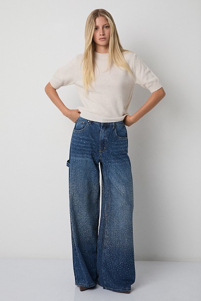 Lexa wide leg jeans with rhinestones
