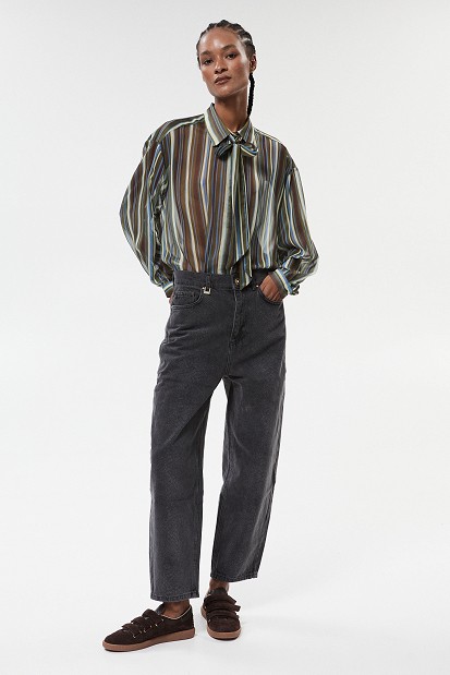 Tania balloon croc-effect jeans
